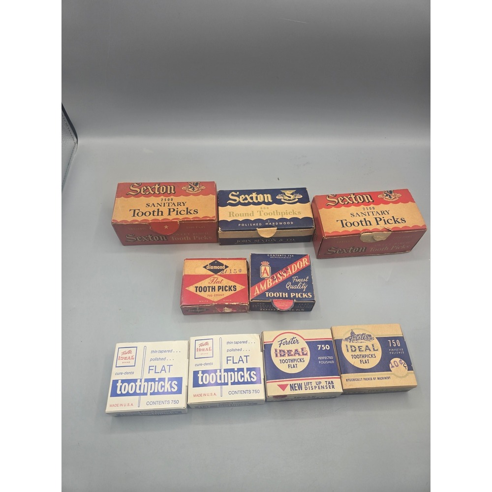 Vintage Toothpick Box Lot Sexton Forster Ideal Ambassador Diamond Advertising